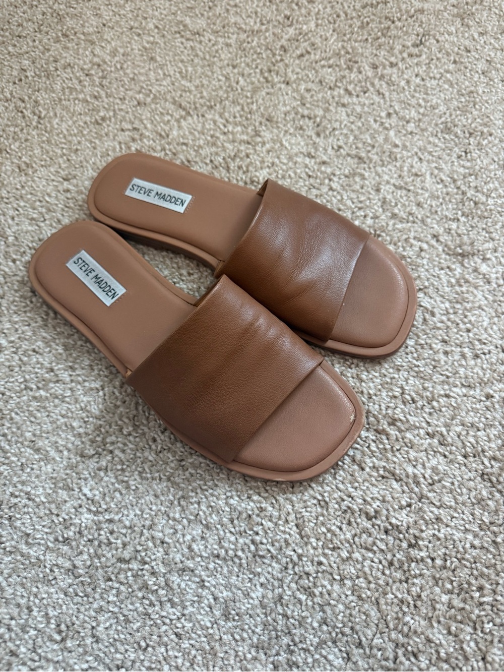 Steve Madden Tan/Cognac Padded Slide Sandals